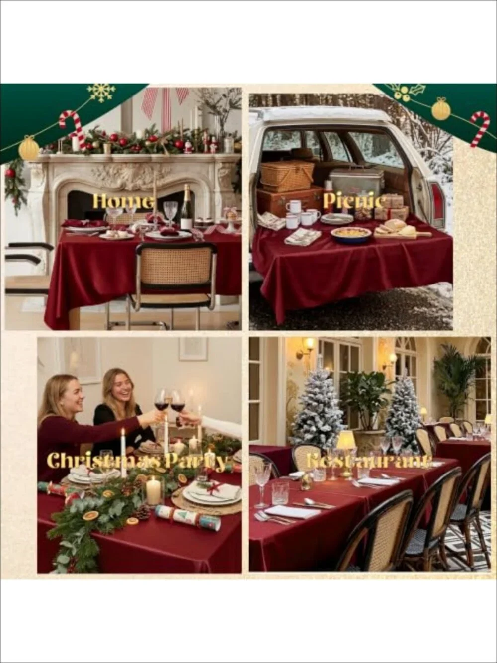 8 Pack Satin Tablecloth 58x102 Inch Overlay Seamless Design